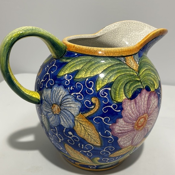 Casa Cristina pitcher  Home Collection by CBK Tuscan style colorful floral - Picture 7 of 13